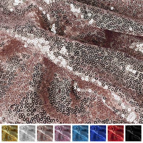 Preview: Paillettenstoff Meterware Preview: Paillettenstoff rosengold